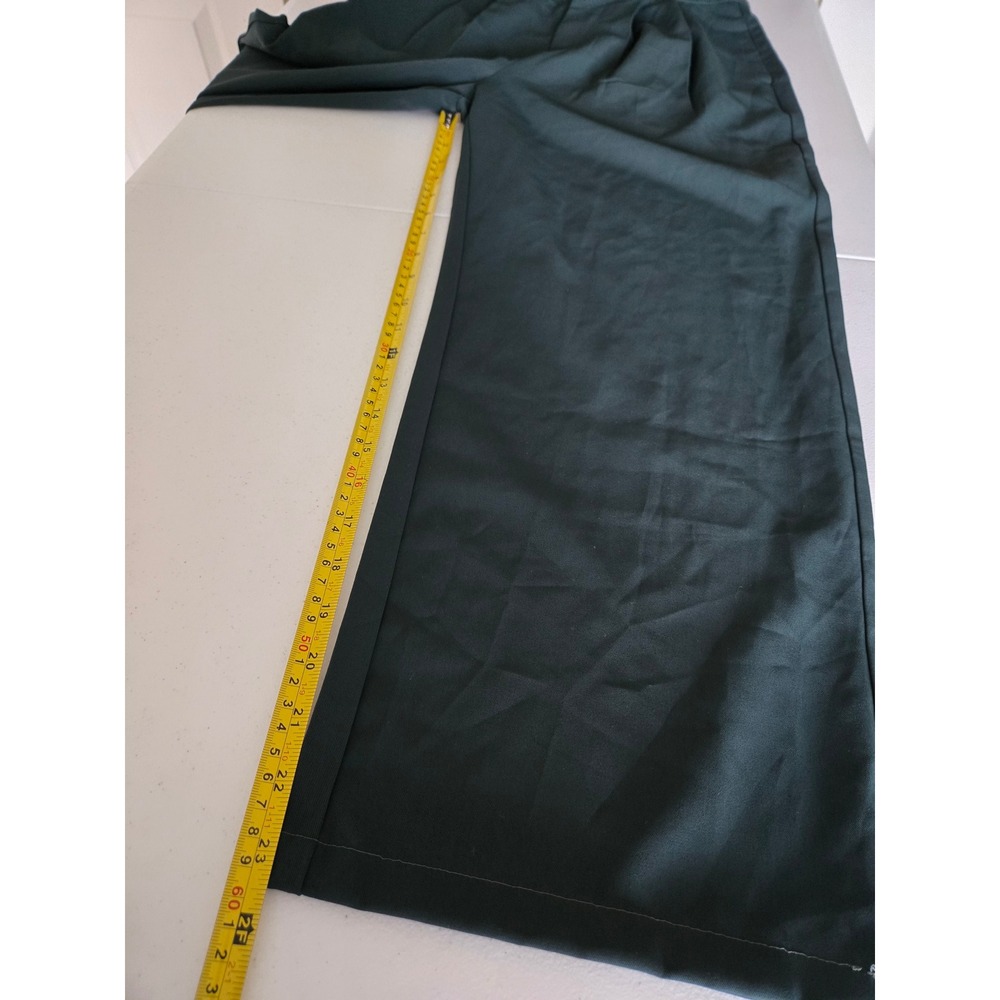 Halara Women S Flex Wide Leg Trousers Dark Green Pleated High Rise Elastic Back - Picture 8 of 9